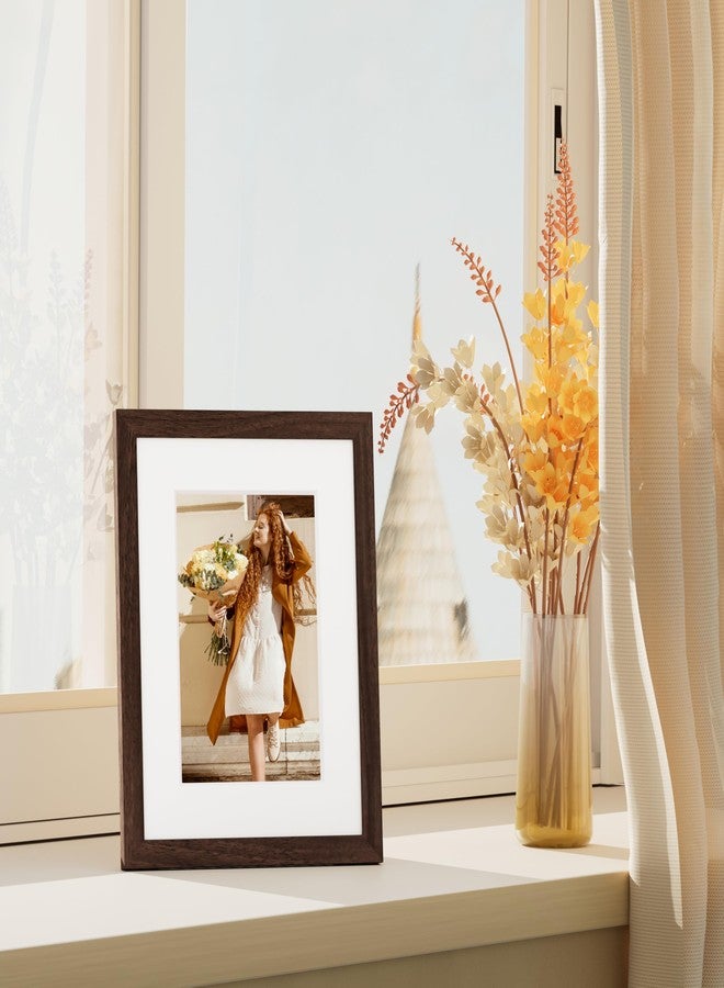Vittanly مجموعة إطارات صور فيتانلي 8x10، 4 قطع، لعرض صور 5x7 مع إطار داخلي أو 8x10 بدون إطار داخلي، مصنوعة من الخشب المصنّع مع زجاج شبكي مقاوم للكسر، إطارات صور جدارية أو مكتبية، بني - Image 2